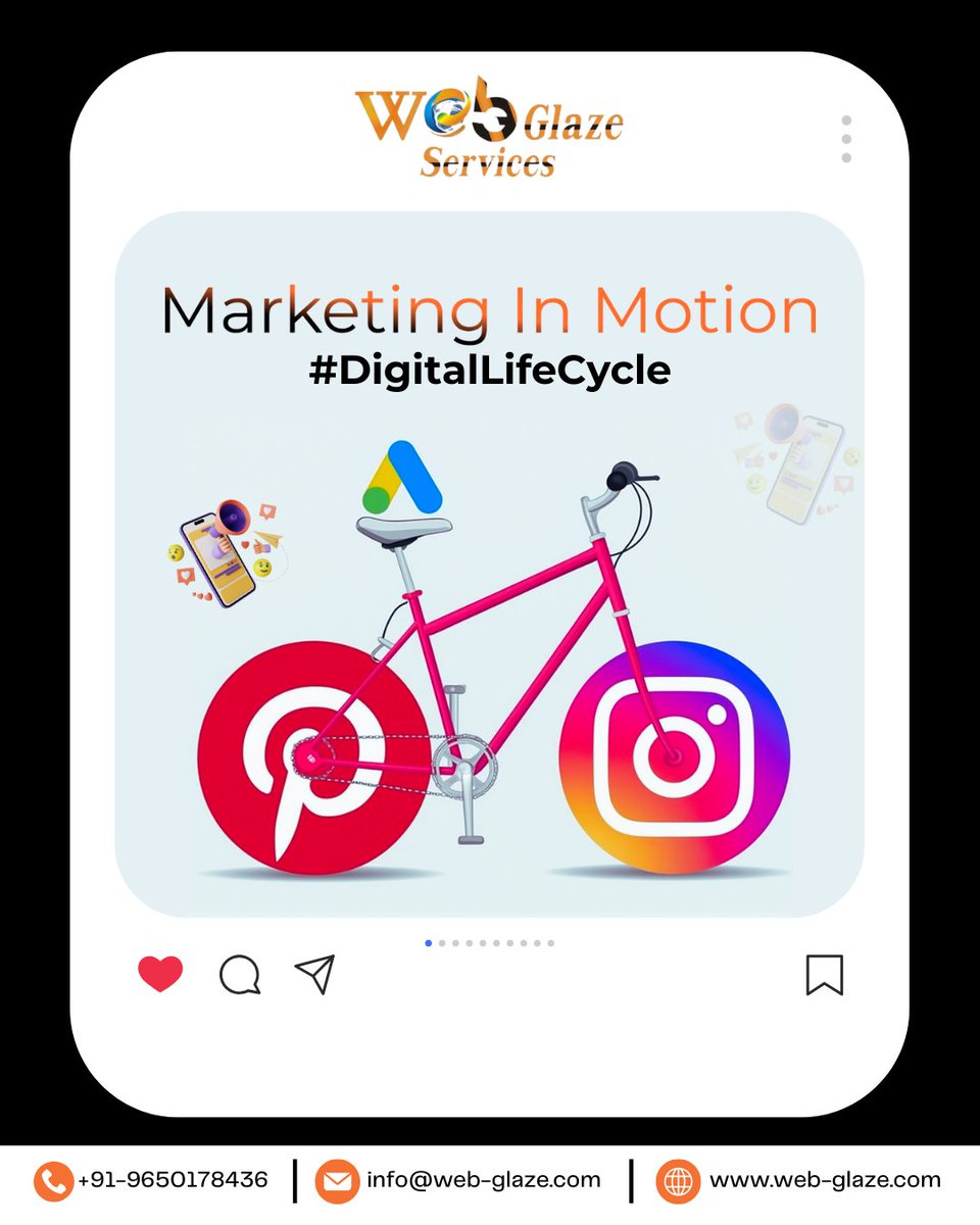 webglaze's tweet photo. 🚴‍♀️ Marketing in Motion
Your brand’s growth needs momentum – and the right digital wheels to move forward!
From Pinterest to Instagram, SEO to Ads – Web Glaze powers your 

🌐 https://t.co/GTXejebixI

#webglazeservices #marketinginmotion #digitalmarketingagency https://t.co/lEKSkg57qL