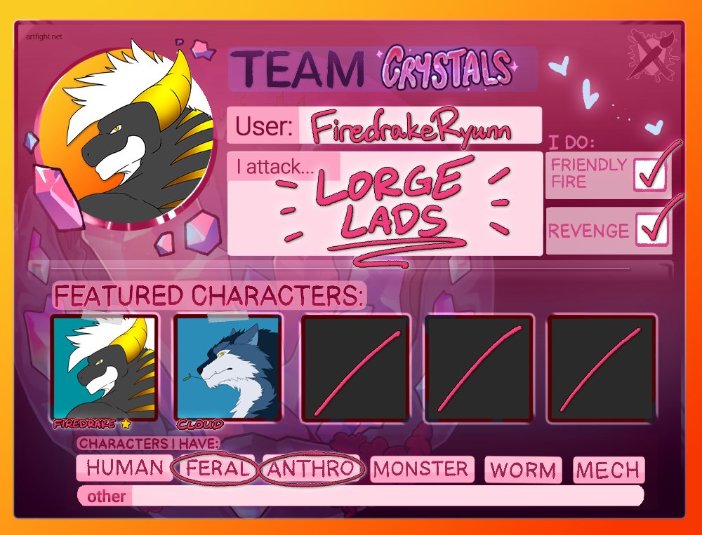 FiredrakeRyunn's tweet image. The boys are ready ๐ชโจ
artfight.net/~FiredrakeRyunn
NOW SHOW ME YOUR LORGE LADS AND YOUR BIG TAILS
๐ท๏ธ #FurryOC #ArtFight