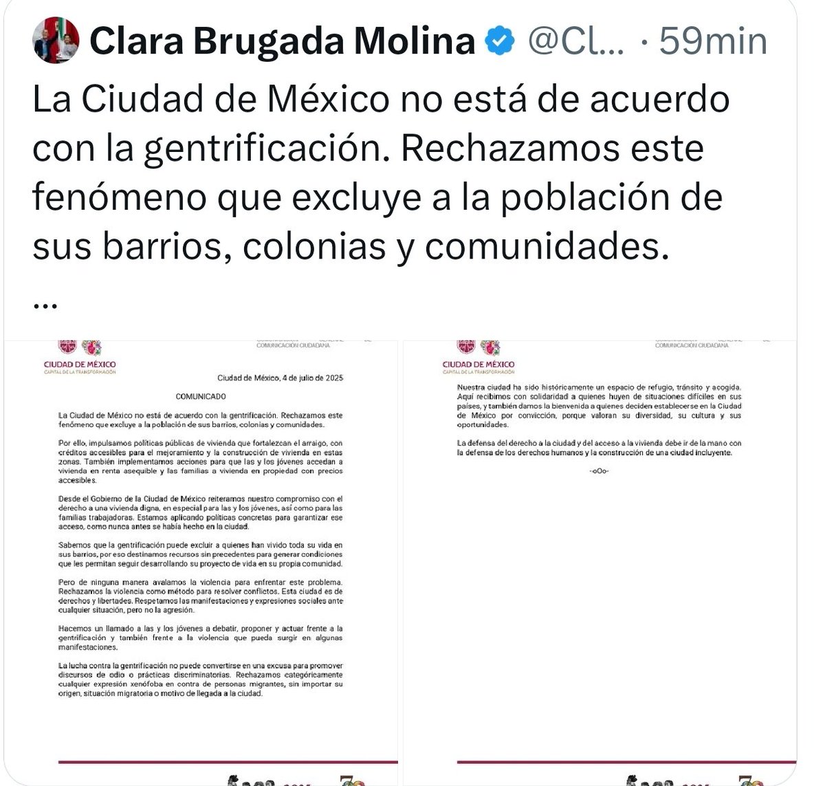 Luis Pazos P (@lpazosp) on Twitter photo Muy buenas noches Doña <a href="/ClaraBrugadaM/">Clara Brugada Molina</a> . Con base al post que publicó hace aproximadamente una hora , podría confirmar si usted está de acuerdo con el vandalismo, daños a propiedad privada, e incitación a la violencia contra ciudadanos americanos que viven en México, y que Muy buenas noches Doña <a href="/ClaraBrugadaM/">Clara Brugada Molina</a> . Con base al post que publicó hace aproximadamente una hora , podría confirmar si usted está de acuerdo con el vandalismo, daños a propiedad privada, e incitación a la violencia contra ciudadanos americanos que viven en México, y que