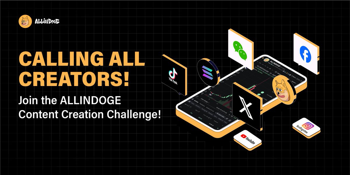 ALLINDOGE_Alpha's tweet image. 🎨 Creators, assemble! The ALLINDOGE Content Creation Challenge is here!

Tired of just being a token holder? Become a creator instead!
We’re looking for the most creative voices — as long as it’s related to ALLINDOGE, anything goes!

Post a tweet, a joke, a story, a video, or a…