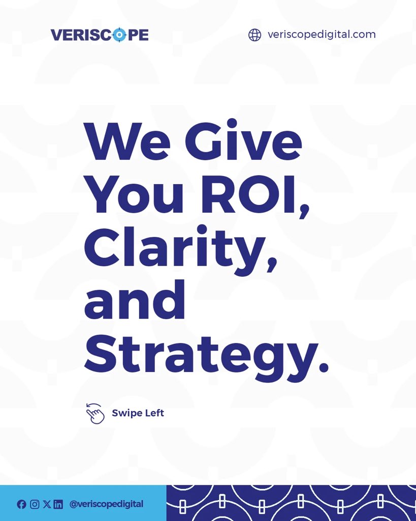 veriscope_'s tweet photo. Most agencies = noise.
We deliver ROI + clarity + strategy—tailored to 🇳🇬 SMEs, backed by data, focused on growth.
Swipe our 5-frame carousel &amp; DM “AUDIT” for a free strategy session.

#VeriscopeDigital #SMEGrowth #MarketingThatWorks https://t.co/oXaUWxoTbc