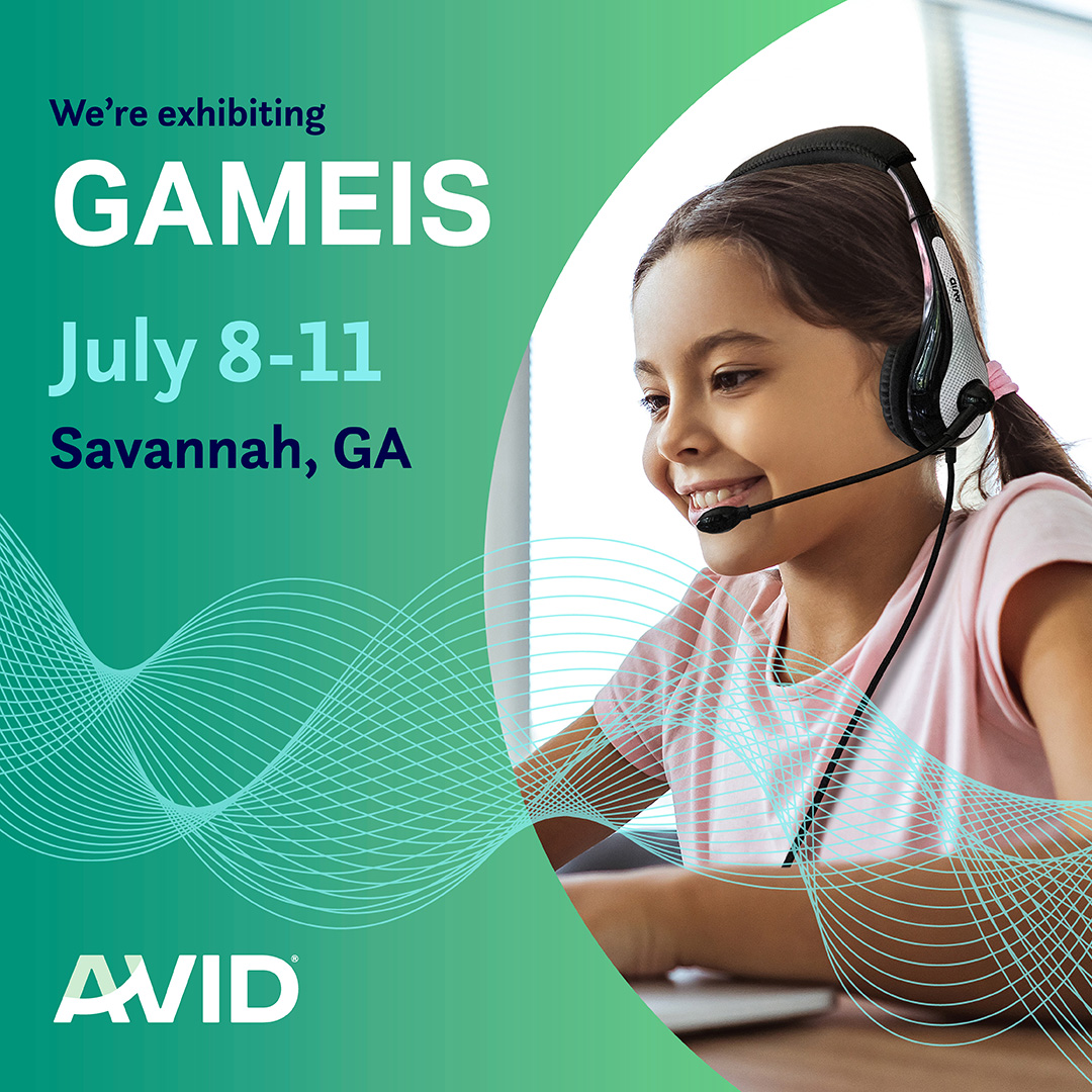 Heads up, Georgia! We’re heading to GAMEIS 2025 – July 8–11 in Savannah, GA!

Join AVID at Georgia’s premier K-12 tech conference where innovation meets real-world impact. Let’s talk audio.  Find us on the show floor—let’s connect!