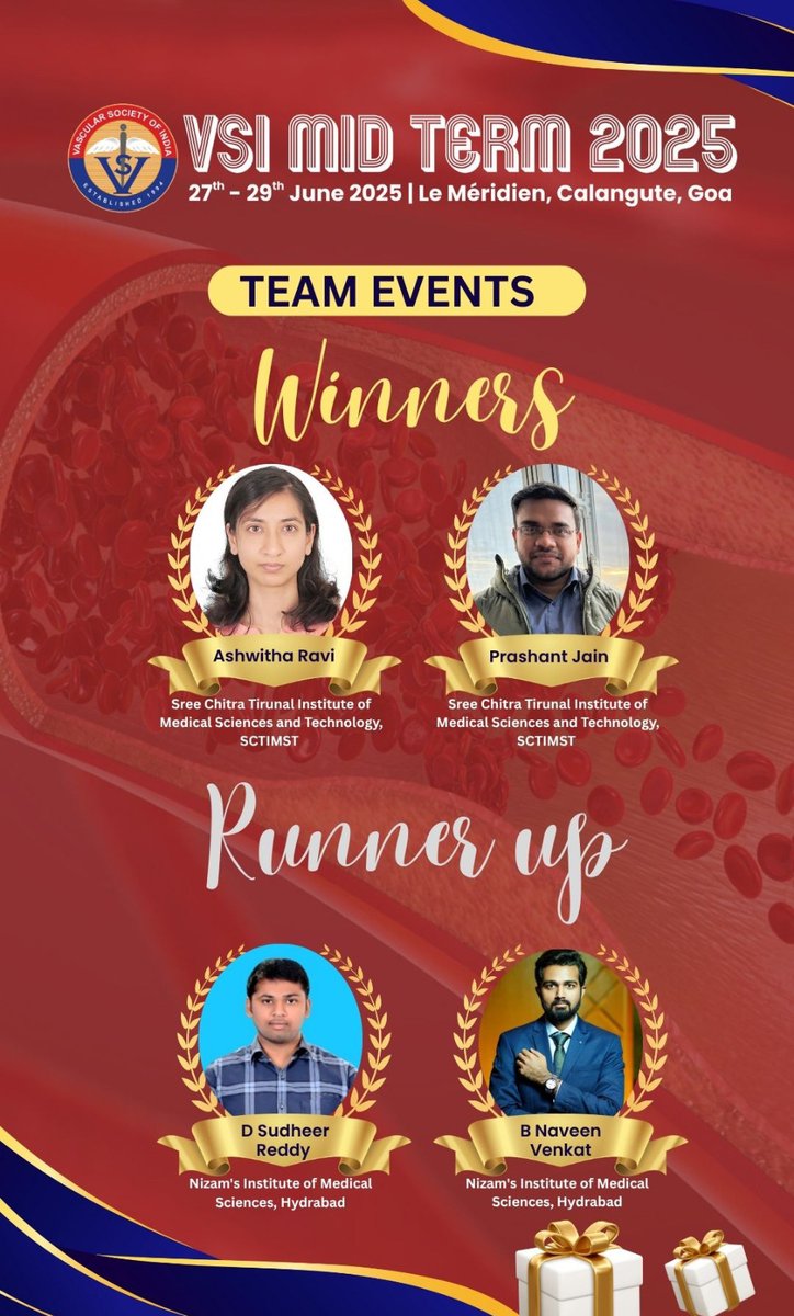🤝 Team Spirit Shines Bright!
Applauding the brilliance and coordination of our champions in the Team Events at VSI Mid Term 2025 🎯

🥇 Winners: Prashant Jain &amp; Ashwitha Ravi
🏫 SCTIMST

🥈 Runners-Up: D Sudheer Reddy &amp; B Naveen Venkat
🏫 NIZAM
