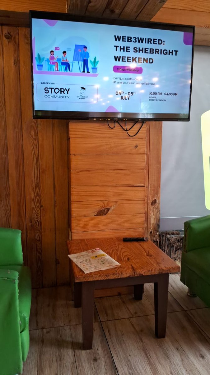 she_bright__'s tweet photo. π Day 2 Venue is Ready!
Weβre all set to kick off another exciting day of learning and collaboration at #Web3Wired: The SheBright Weekend π‘β¨
π Veg Bites Cafe & Restaurant, Indore
Let the energy roll in! Canβt wait to see you all!
Powered by @StoryProtocol, @StoryEcosystem https://t.co/XEmxUdiPox