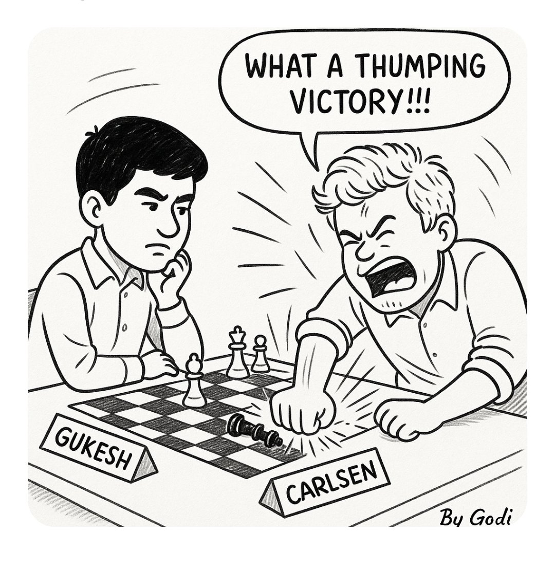 krishan godara (@captkrishangod) on Twitter photo Gukesh is Beating Carlsen so frequently that he might turn him into a skilled drummer.😂 <a href="/GothamChess/">GothamChess</a>
<a href="/xavierunclelite/">Xavier Uncle</a>
<a href="/TheKhelIndia/">The Khel India</a>
<a href="/Ra_THORe/">Col Rajyavardhan Rathore</a> Gukesh is Beating Carlsen so frequently that he might turn him into a skilled drummer.😂 <a href="/GothamChess/">GothamChess</a>
<a href="/xavierunclelite/">Xavier Uncle</a>
<a href="/TheKhelIndia/">The Khel India</a>
<a href="/Ra_THORe/">Col Rajyavardhan Rathore</a>