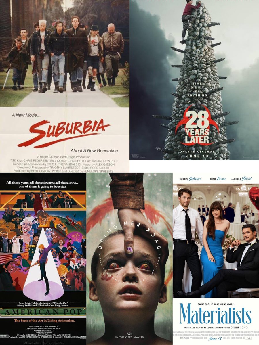 #Top5FirstViews June 2025:

1. SUBURBIA 
2. 28 YEARS LATER
3. AMERICAN POP
4. BRING HER BACK
5. MATERIALISTS