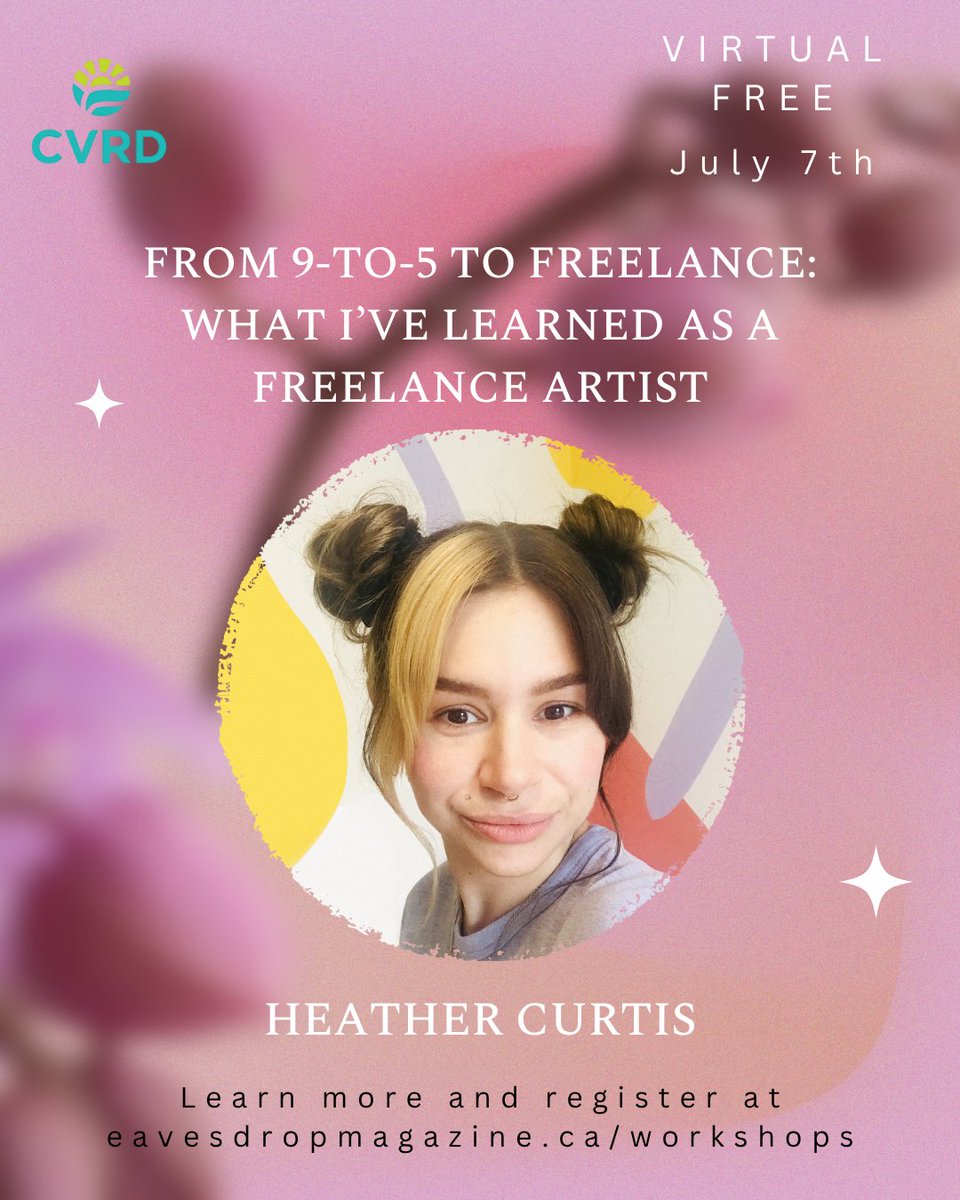 Heather's talk takes place on July 7th at 7 pm PST. Virtual &amp; Free! Her presentation will discuss the advantages and disadvantages of being a freelance artist from the perspective of a professional illustrator &amp; graphic designer. Learn more and register at eavesdropmagazine.ca/workshops