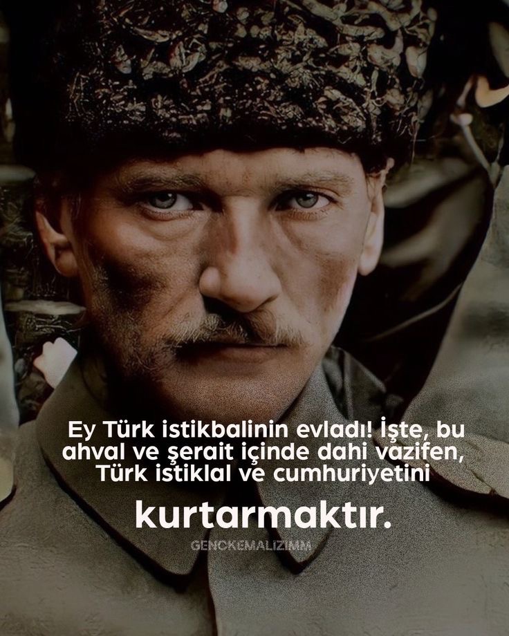 ➖Ben TÜRK'üm diyorsan, TÜRK'le elbirliği yaparsın, 
TÜRK'le dil birliği yaparsın,
TÜRK'le yürek birliği yaparsın.