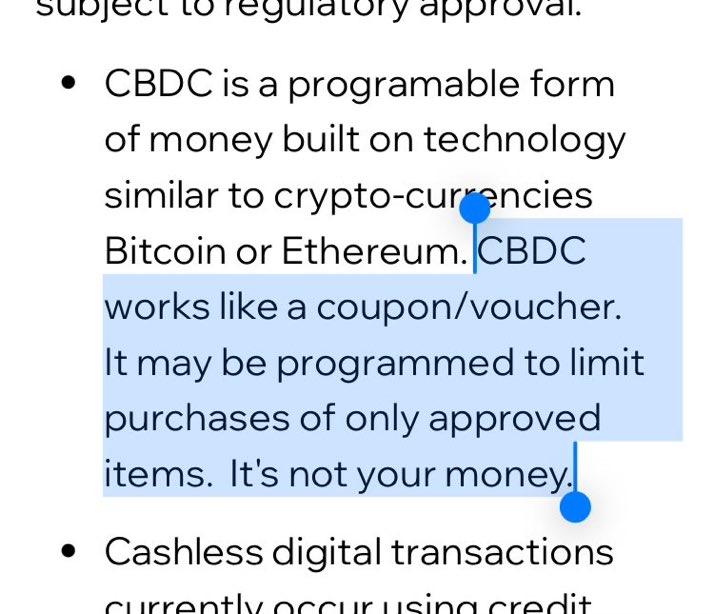 Resist_CBDC's tweet image. 🚨 CBDC is absolutely not a "digital version of cash"
It’s a voucher, a permissioned coupon