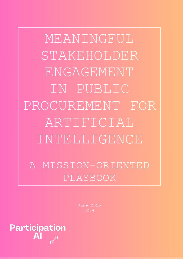 Ismael Peña-López (@ictlogist) on Twitter photo New report & playbook on #artificialintelligence
Practical, hands on, providing a comprehensive approach.
"Meaningful Stakeholder Engagement in Public Procurement for AI: A Mission-Oriented Playbook"
by <a href="/ictlogist/">Ismael Peña-López</a>
Read and download here:
/1
ictlogy.net/20250701-repor… New report & playbook on #artificialintelligence
Practical, hands on, providing a comprehensive approach.
"Meaningful Stakeholder Engagement in Public Procurement for AI: A Mission-Oriented Playbook"
by <a href="/ictlogist/">Ismael Peña-López</a>
Read and download here:
/1
ictlogy.net/20250701-repor…