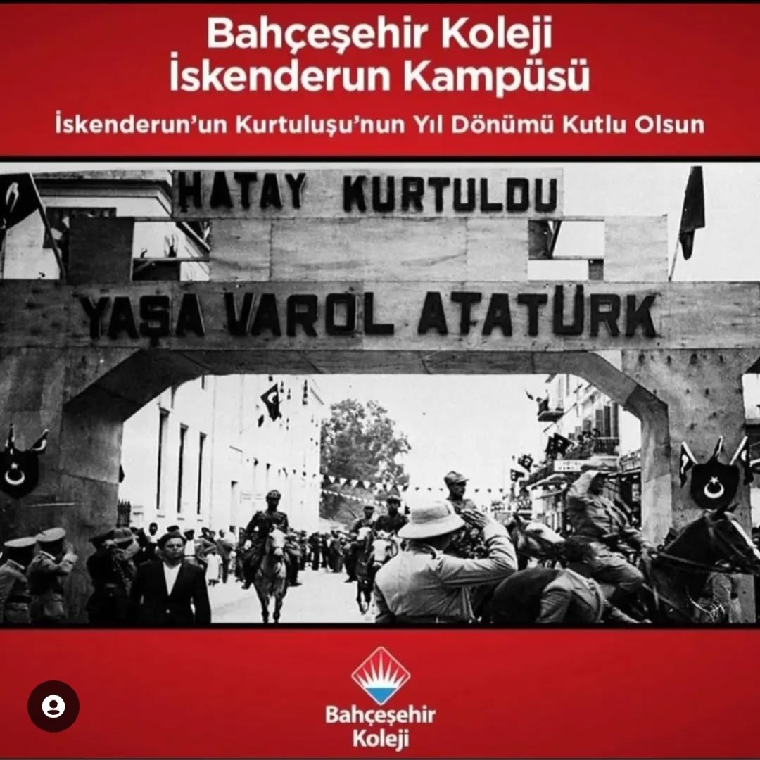 05 Temmuz İskenderun'un Düşman İşgalinden kurtuluşunun 87.Yıl Dönümü Kutlu Olsun 🇹🇷
Hatay davasına sahip çıkan başta Cumhuriyetimizin kurucusu Gazi Mustafa Kemal ATATÜRK'ü ve kahraman Türk ordusunu şükranla anıyoruz.
#hataybenimsahsimeselemdir 
<a href="/osmanzekiozger/">Osman Zeki Özger</a> <a href="/ucannmustafa/">Mustafa UÇAN (Kampüs Md)</a>