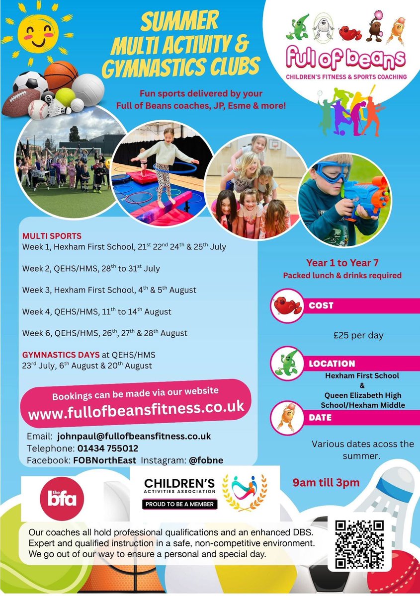 🌟 NEW VENUE &amp; DATES ADDED - 
Hexham First School
 
🏹 We offer traditional and non-traditional activities to ensure all children have chances to feel involved 
🤾‍♀️ Our camps are child focused and are adapted based on the children we have in our care