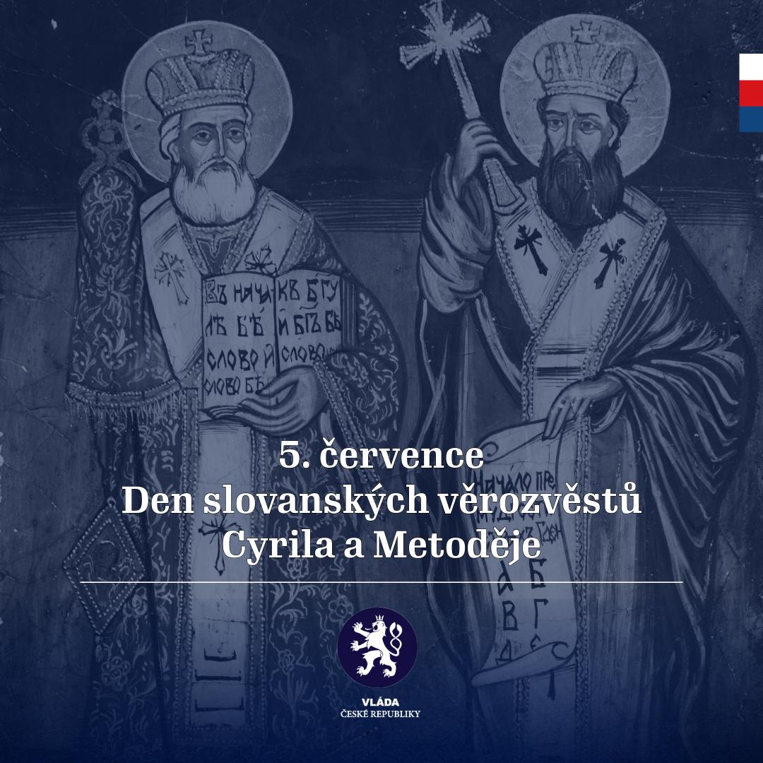 ⬜️🟥🟦 Příchod křesťanství a vzdělanosti do českých zemí, to znamenal a dodnes znamená příchod věrozvěstů Cyrila a Metoděje ze Soluně na Velkou Moravu v roce 863.
Dnes si připomínáme jejich odkaz – základy vzdělanosti a křesťanské kultury, které tvoří základ naší identity.