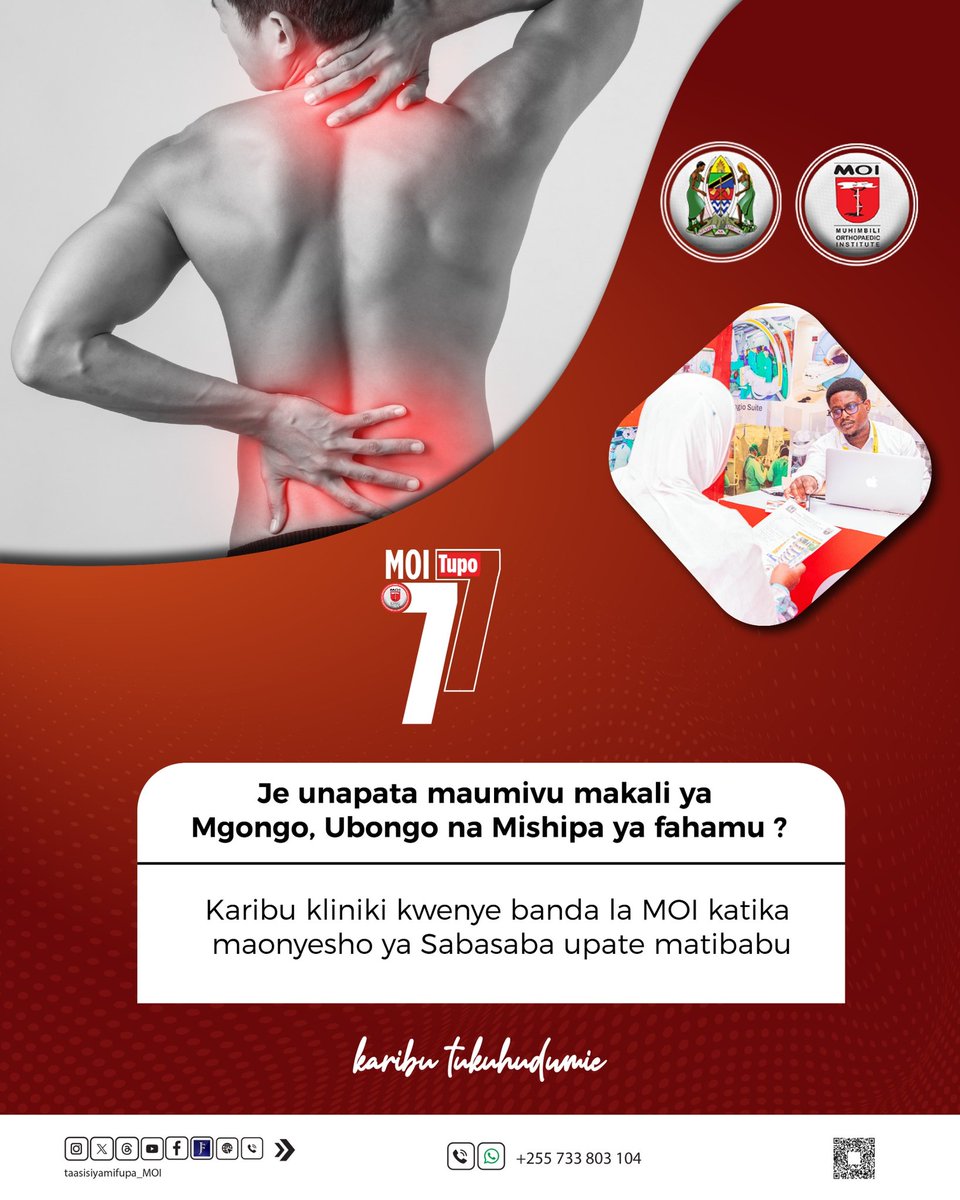 Je unapata maumivu makali ya Mgongo, Ubongo na Mishipa ya Fahamu?

Karibu kliniki kwenye banda la MOI katika Maonesho ya Sabasaba 2025 upate matibabu.

Kliniki ya MOI inapatikana katika banda namba 12 Barabara ya Biashara Avenue karibu na banda la Woiso.