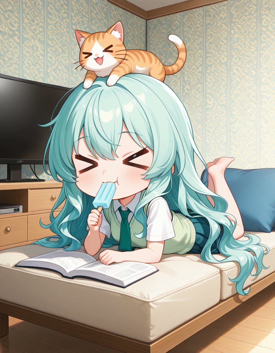 #pixai 
アクア髪ちゃん：Aqua Hair Girl