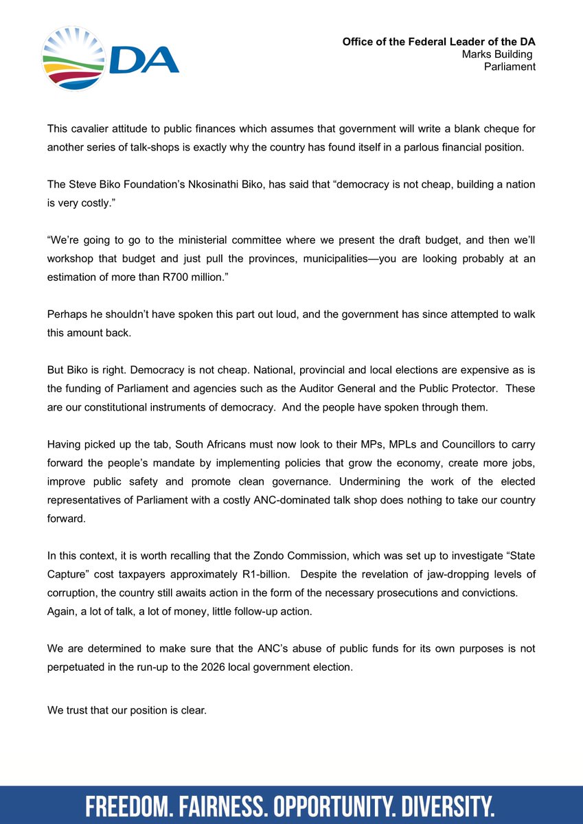 jsteenhuisen's tweet image. Good morning, South Africa. President Mbeki’s open letter to me confirms that the National Dialogue is a creature of the ANC that has been sprung upon the public with the disingenuous claim that it is an 'inclusive' process. Read my full response below.