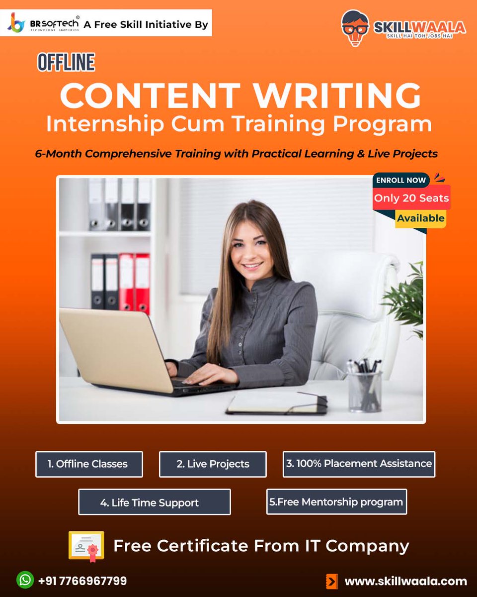 skillWaala's tweet image. ✍️ Free Offline Content Writing Course in Jaipur
Starts July Mon–Fri 3–7 PM
Limited Seats | Certified by BR Softech
Join Skillwaala’s Super 20 Batch Today!
#Skillwaala #ContentWritingCourse #CopywritingTraining #OfflineWritingClass #WritingSkills2025