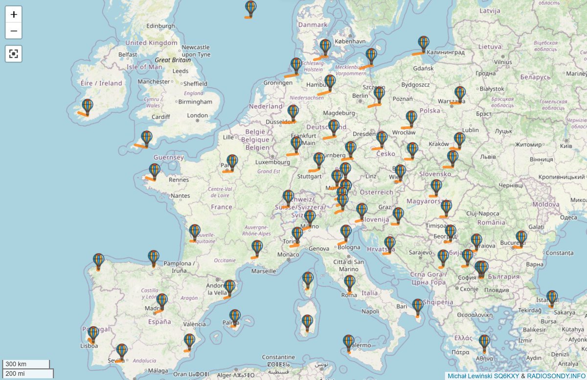 BadWxStations's tweet image. Live map of the weather balloons currently drifting over Europe in a mostly westerly flow. radiosondy.info
#heatwave #canicule #weather