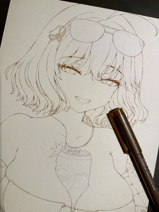 #ビキニの日 らしいので密かに描き進めてる水着アニスのアナログverでも
#ビキニスタイルの日 