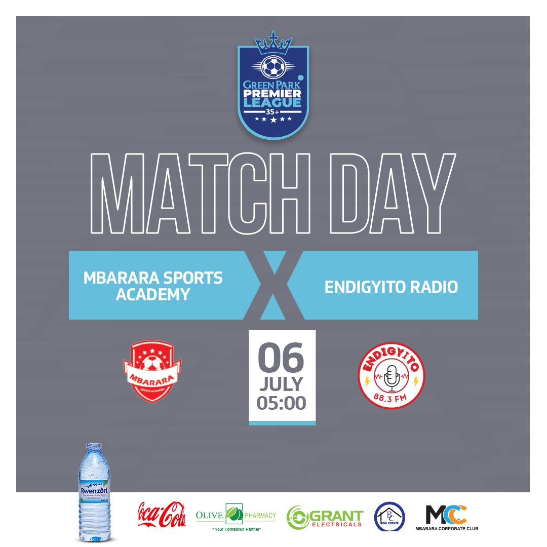 🔵SUNDAY MATCH!🔵

 Mbarara Sports Academy 🆚 Endigyito Radio

🏟️ Green Park Stadium
🏆 Premier league 
⏰ 5:00pm (EAT)

See you there ⚽️💙💙
#GreenParkPremierLeague 35+