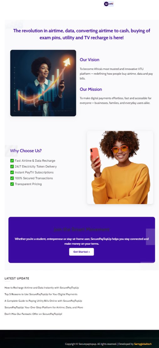 sammyglobaltech's tweet photo. Just wrapped this amazing project "SecurePayTopUp" VTU platform.Built it from scratch. Fast,responsive,and user-first.Want something like this?Let's talk Call:09134997358 
Telegram:@sammyglobaltech
IG: @samyglobaltech #RCCG #DoveTv  #SecurePayTopUp 
Bono|MOTM|Yamal|Datti|El Rufai https://t.co/SRFeqfMyxM