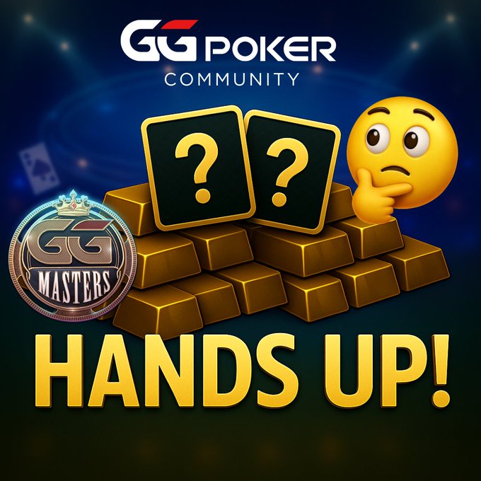 IT'S THE WEEKEND, SO PUT YOUR HANDS UP 🙌!  

Your target is the greatest freezeout in online poker, The GGMasters. 
  
Here's all you need to do 👇.     

Guess the hole cards of the FIRST PLAYER to be KO'd from this Sunday's GGMasters $150 buy-in, $1M GTD. 

THAT'S IT!    

Get