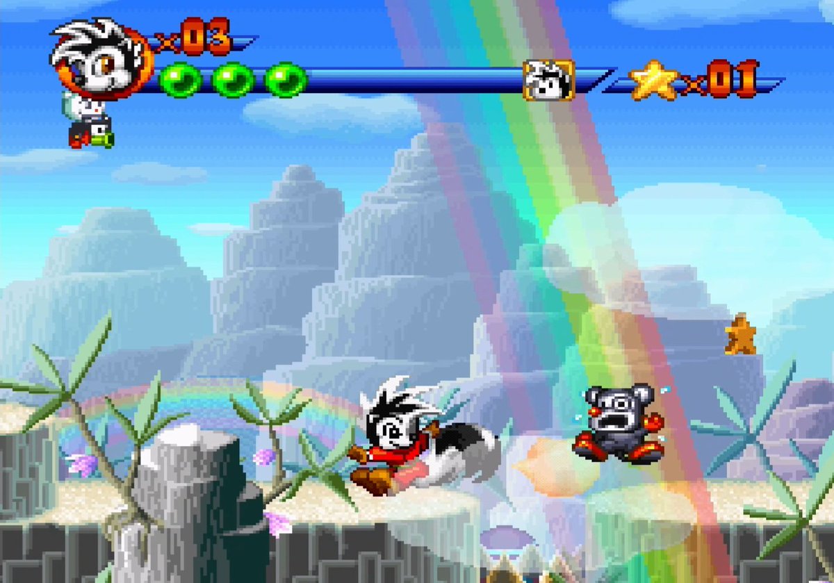 MH5X04's tweet image. 最近購入したPSから
【クーリースカンク】
少し前にスーファミの復刻版で話題になってましたね😄
スカンクが可愛い👍🏻
#PS #PS1 #プレイステーション #レトロゲーム