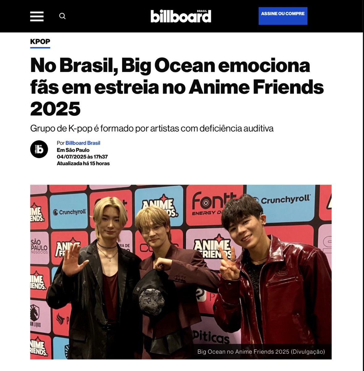 We still can’t believe it. Our first stage in Brazil 🫶💙
Performing at Anime Friends 2025 was already a dream, but seeing Pados cheering, signing and smiling with us made it unforgettable.

Thank you, Billboard Brasil, for sharing our story!

billboard.com.br/brasil-big-oce…

#BigOcean