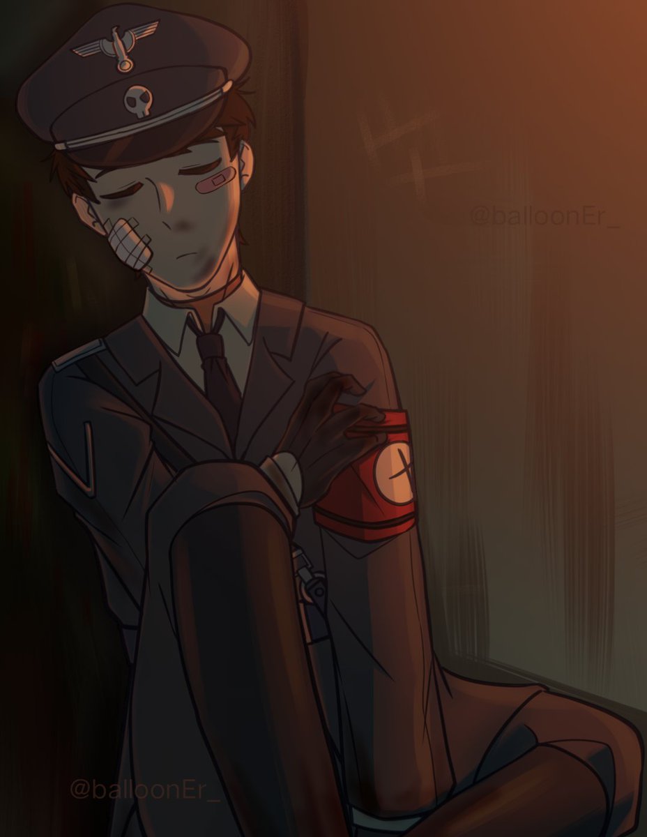 I also drew some works related to WW2, and I'm not sure if I should publish them. 
（I'm not trying to beautify war（In fact, this guy finally committed suicide.）