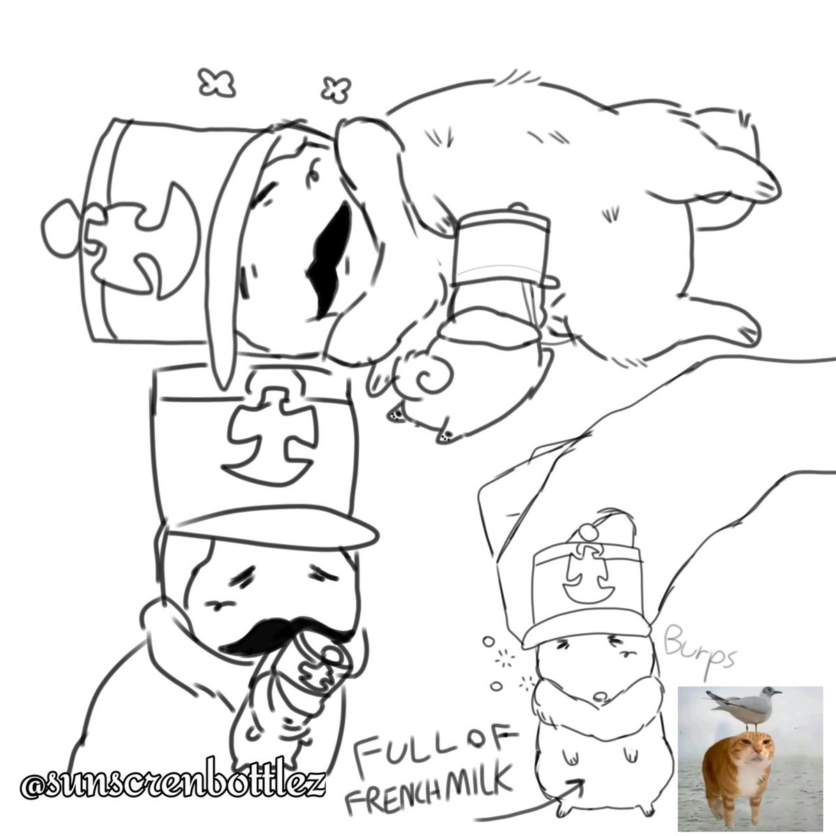sunscrenbottlez's tweet image. I'm running out of ideas so here's a doodle of Jean being a great father to his fat fucking baby Jacob
#gnb #gutsandblackpowder #roblox #doodle