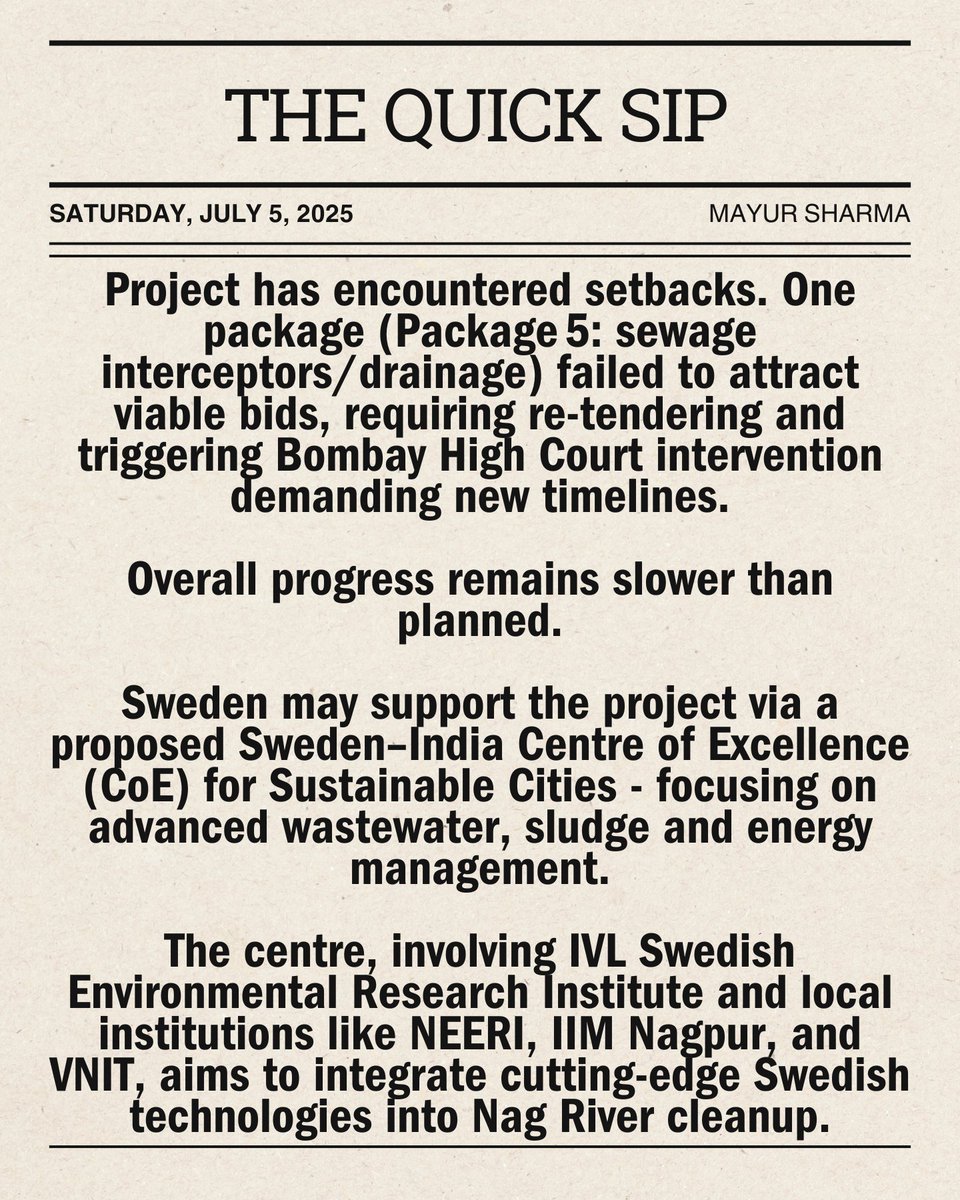 Mayur Sharma (@mayur259) on Twitter photo #WaterNews: ₹289 Cr Tender for 218 km Sewer Network in Nagpur’s Central Zone to Launch Soon.
@crpaatil <a href="/DoWRRDGR_MoJS/">Ministry of Jal Shakti, DoWR, RD&GR, GoI</a> @cmomaharashtra @dev_fadnavis <a href="/mieknathshinde/">Eknath Shinde - एकनाथ शिंदे</a> @ajitpawarspeaks <a href="/ngpnmc/">Nagpur Municipal Corporation</a> <a href="/jica_direct_en/">JICA - Japan International Cooperation Agency</a> @SwedenInIndia @csir_neeri @iimnagpurindia @vnitn <a href="/pdkv_akola/">Dr. Panjabrao Deshmukh Krishi Vidyapeeth, Akola</a> #WaterNews: ₹289 Cr Tender for 218 km Sewer Network in Nagpur’s Central Zone to Launch Soon.
@crpaatil <a href="/DoWRRDGR_MoJS/">Ministry of Jal Shakti, DoWR, RD&GR, GoI</a> @cmomaharashtra @dev_fadnavis <a href="/mieknathshinde/">Eknath Shinde - एकनाथ शिंदे</a> @ajitpawarspeaks <a href="/ngpnmc/">Nagpur Municipal Corporation</a> <a href="/jica_direct_en/">JICA - Japan International Cooperation Agency</a> @SwedenInIndia @csir_neeri @iimnagpurindia @vnitn <a href="/pdkv_akola/">Dr. Panjabrao Deshmukh Krishi Vidyapeeth, Akola</a>