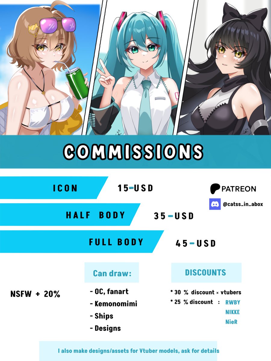 Hi hi, commissions r back! :3
(RT r very appreciated)

If you r interested, feel free to DM on X or Discord

Let's love all the world 🐈📦
#commissionsopen