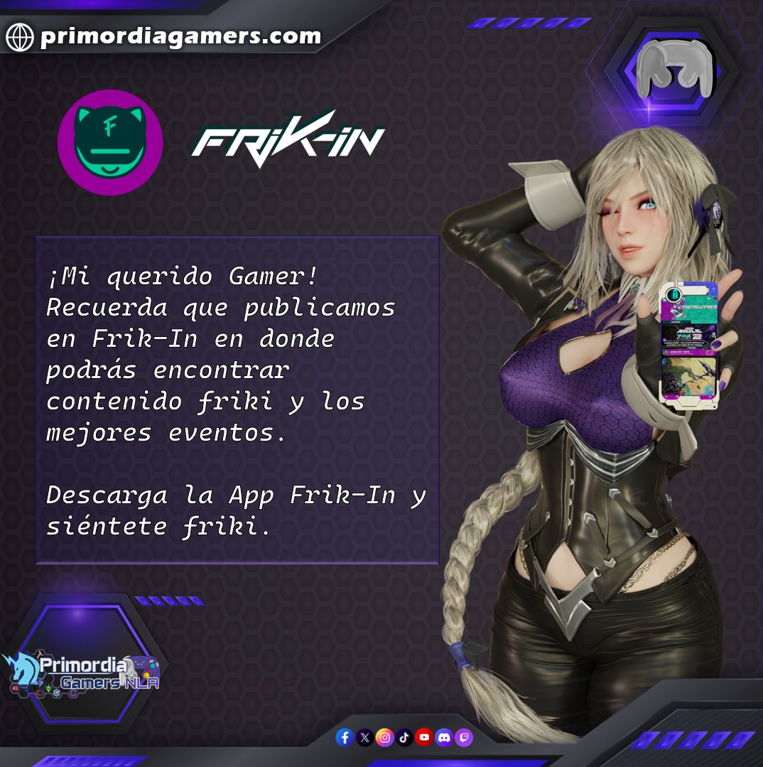 PrimordiaGamers's tweet photo. Mi querido gamer conoce el mejor contenido, entérate de eventos, videojuegos y más, todo el mundo Friki en la palma de tu mano 🥰😊🎉 - Atte: #Jareelith
.
#primordiagamers #Videojuegos #Gaming #games #videogames #frikin https://t.co/fGsLRGedCZ
