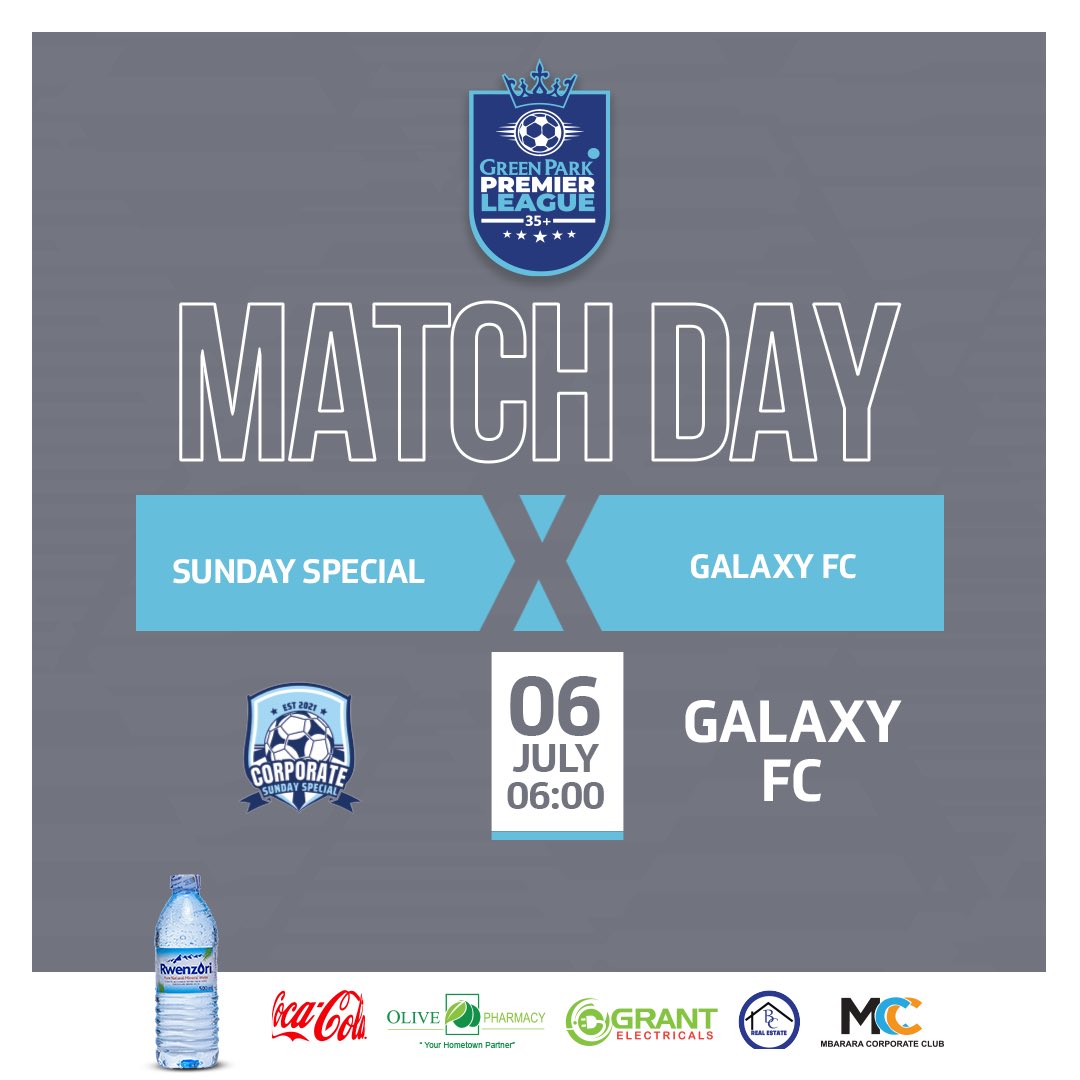 🔵SUNDAY MATCH!🔵

 Sunday Special 🆚 Galaxy Fc

🏟️ Green Park Stadium
🏆 Premier league 
⏰ 6:00pm (EAT)

See you there ⚽️💙💙
#GreenParkPremierLeague 35+