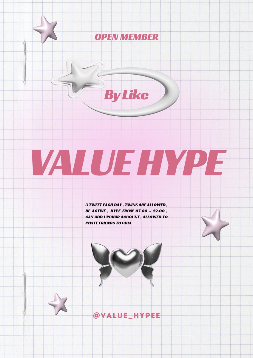 𝗩𝗮𝗹𝘂𝗲 𝗛𝘆𝗽𝗲 𝗨𝗽𝗰𝗵𝗮𝗿 by  𝐋𝐢𝐤𝐞  are open members. GDM is intended for people who want to appreciate each other's upchar results. If you are interested, you can reply with your nickname and (username) + mention 3 mutuals.