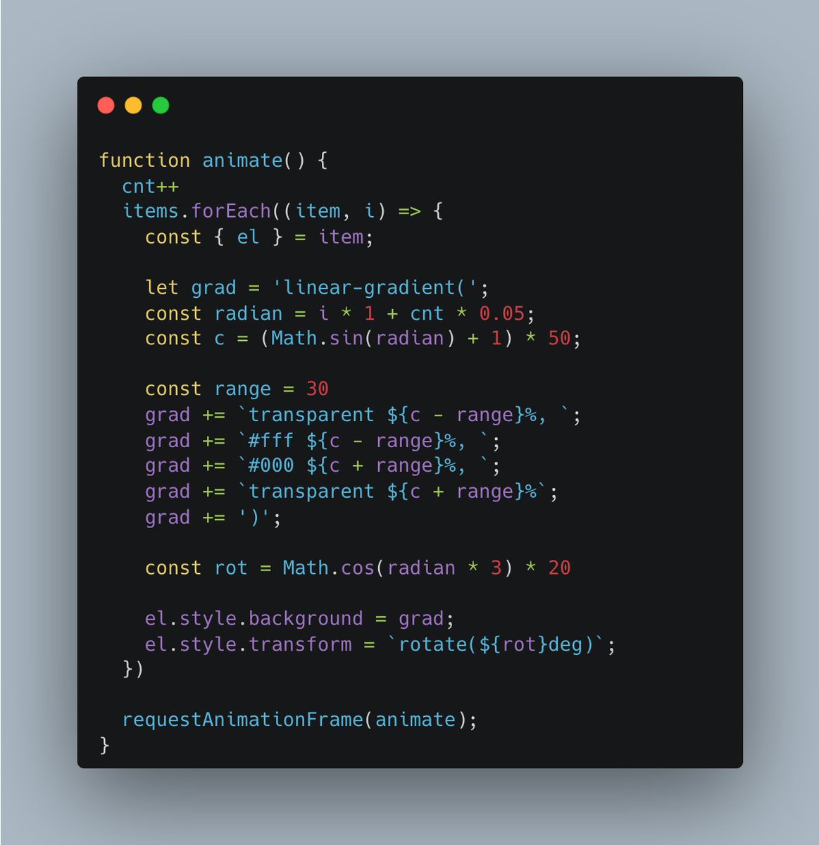 ikeryou's tweet image. code.23 / ikeryou.jp/acode/23/ / gradient.4  / #animationcode