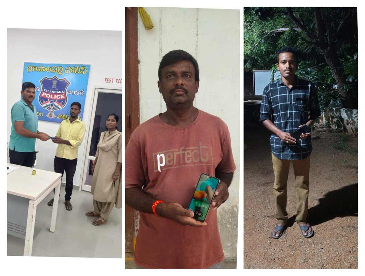 కాళేశ్వరం సరస్వతి పుష్కరాల్లో పోగొట్టుకున్న  సెల్ ఫోన్లను CEIR పోర్టల్ ద్వారా అట్టి మొబైల్ ఫోను లను  గుర్తించి, బాధితులకు  మొబైల్ ఫోన్ ను అప్పగించిన కాళేశ్వరం పోలీసులు. @spbhopalpalli