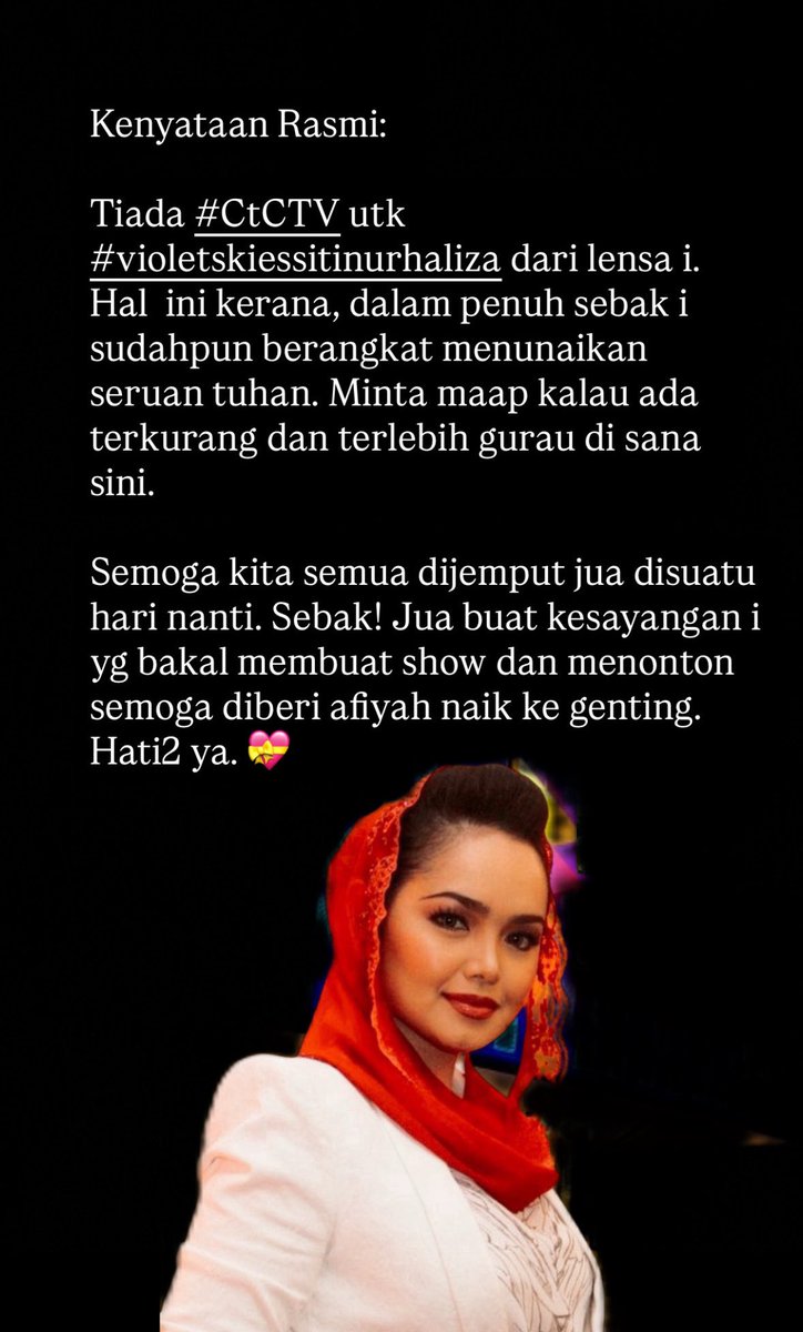 RejuvenaSiti's tweet photo. Rasmi #CtCTV :
#VIOLETSKIESSITINURHALIZA https://t.co/Ee2prtMPVT
