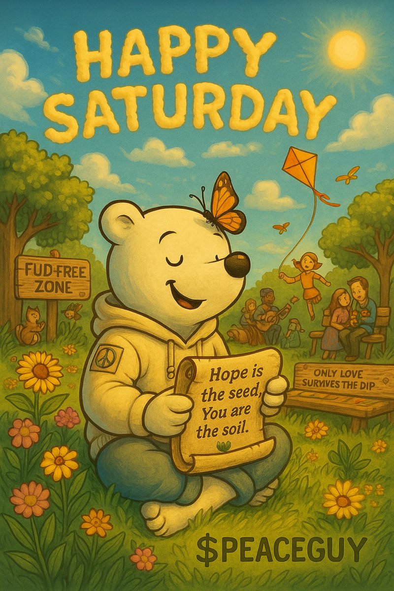 SolPeaceguy's tweet image. ☀️ Happy Saturday from the $PEACEGUY universe!

While the world rushes, PeaceGuy reminds us to breathe, smile, and spread a little kindness. The mission continues, one peaceful step at a time. 🕊️

#PEACEGUY