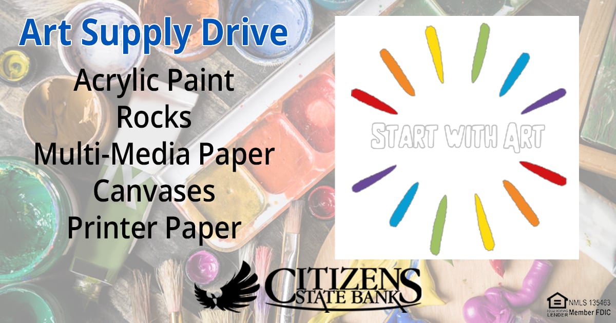 🎨🖌️If you're in Union City - we're collecting art supplies to support Start with Art efforts to empower youth through art. Drop off your donations at our Union city office during business hours thru 8/1. 

Help us support the youth in our community! 💙