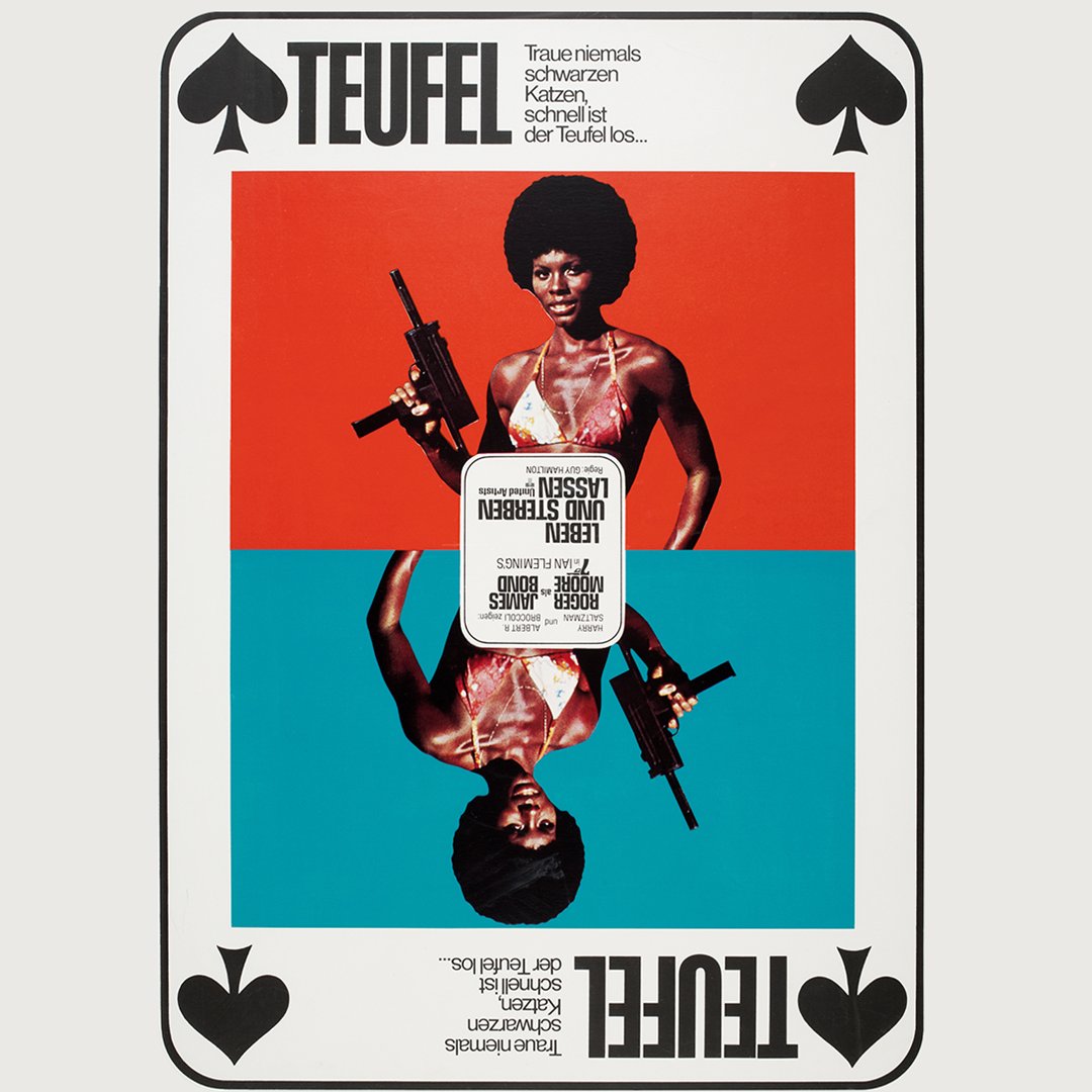 007's tweet image. Celebrating 52 years since LIVE AND LET DIE’s world premiere with these German playing card-themed posters. Talk about a winning hand. 🂡