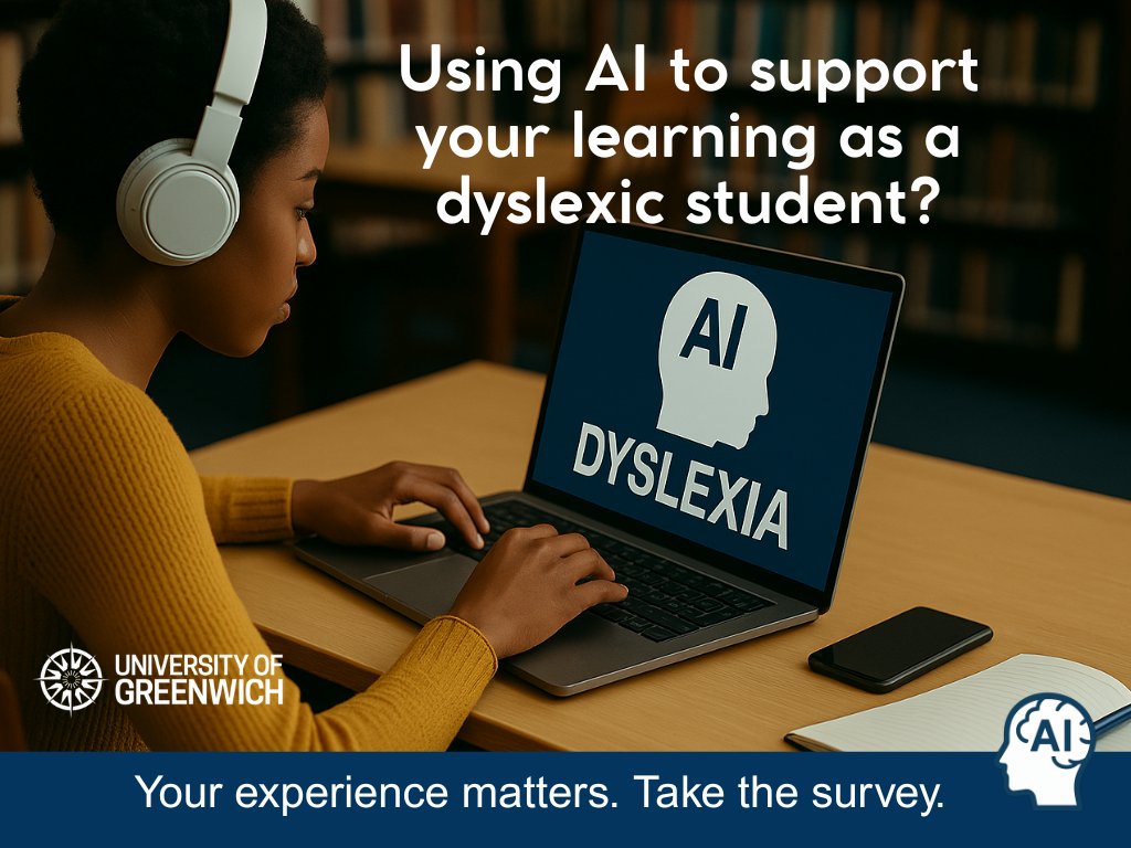 Dyslexia Scotland (@dyslexiascotlan) on Twitter photo New dyslexia research by <a href="/Greenwichu/">Greenwich University</a> calls on dyslexic students to share how AI has helped your learning. Take part to have your voice heard. 👇
dyslexiascotland.org.uk/research/ New dyslexia research by <a href="/Greenwichu/">Greenwich University</a> calls on dyslexic students to share how AI has helped your learning. Take part to have your voice heard. 👇
dyslexiascotland.org.uk/research/