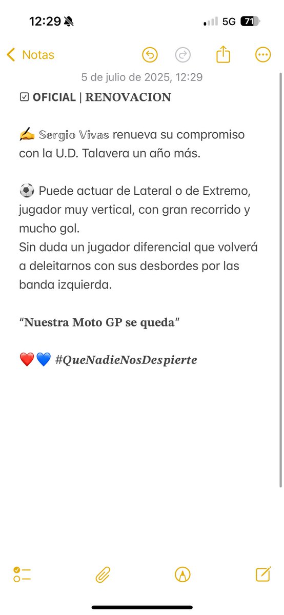 ☑ 𝗢𝗙𝗜𝗖𝗜𝗔𝗟 | 𝐑𝐄𝐍𝐎𝐕𝐀𝐂𝐈𝐎𝐍

✍ 𝕊𝕖𝕣𝕘𝕚𝕠 𝕍𝕚𝕧𝕒𝕤 renueva su compromiso con la U.D. Talavera un año más.

⚽️ Puede actuar de Lateral o Extremo, jugador muy vertical

“𝐍𝐮𝐞𝐬𝐭𝐫𝐚 𝐌𝐨𝐭𝐨 𝐆𝐏 𝐬𝐞 𝐪𝐮𝐞𝐝𝐚”

❤️💙 #𝑸𝒖𝒆𝑵𝒂𝒅𝒊𝒆𝑵𝒐𝒔𝑫𝒆𝒔𝒑𝒊𝒆𝒓𝒕𝒆