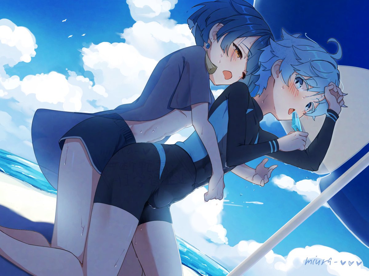 「はぁ、暑すぎて溶けてしまうよ！」
「暑いなら、なぜそんなに近づくんだ…？」
#行重 #xingyun