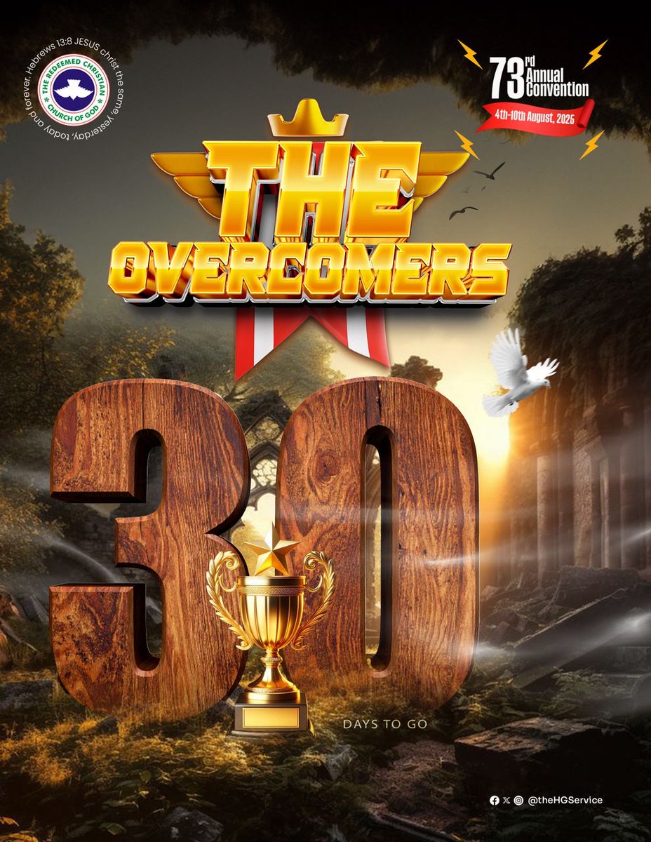 TheHGService's tweet image. 30 days to the landmark convention; the destiny defining convention 

I John 4:4 NKJV
[4] You are of God, little children, and have overcome them because He who is in you is greater than he who is in the world. 

#TheOvercomer