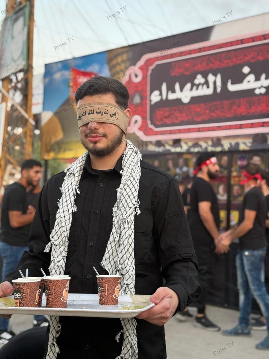 A victim of a pager explosion who lost his sight serves tea to people during Muharram mourning processions in Dahiyeh, southern Lebanon.

Follow t.me/presstv