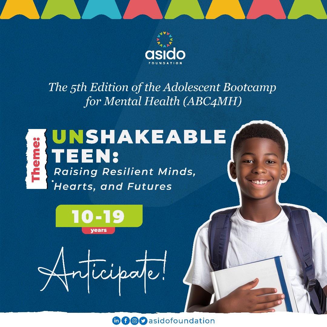 asidofoundation's tweet image. โจ Get ready for something exciting!โจ
๐ฏ The 5th edition of our Adolescent Mental Health Boot Camp is here again! ๐ฅ๐
๐ฏ Theme: "Unshakable Teen: Raising Resilient Minds, Hearts, and Futures"
This 3-day transformative experience is designed to equip teens (ages 10โ19) withโฆ