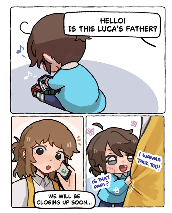 Prompt was Herman forgetting to pick Luca up so Alva goes instead LOL 