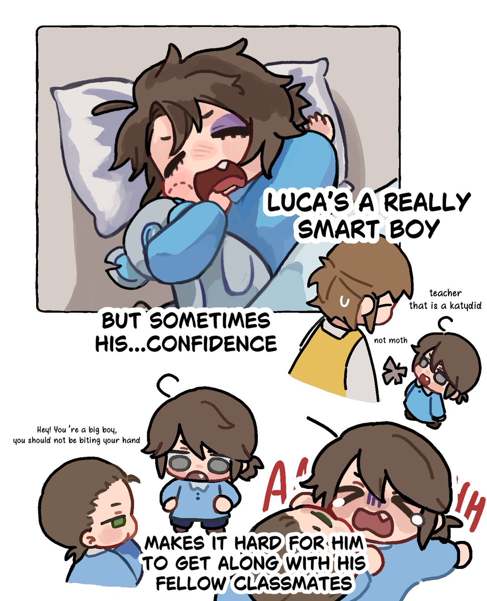 Prompt was Herman forgetting to pick Luca up so Alva goes instead LOL 