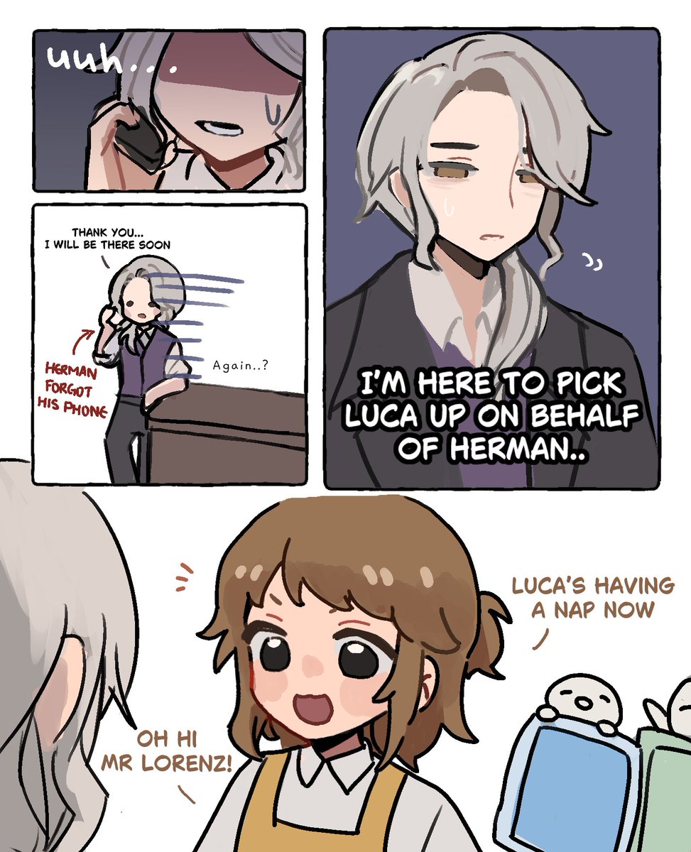 Prompt was Herman forgetting to pick Luca up so Alva goes instead LOL 